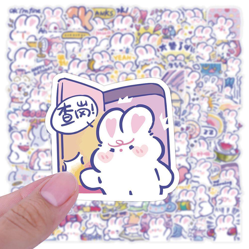240张原创胡萝贝儿兔子贴纸卡通可爱软萌韩系手账diy装饰贴画防水