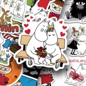 150张Moomin Valley河马姆明贴纸卡通可爱手账手机壳装 饰防水贴画