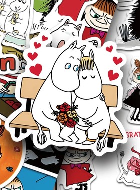 150张Moomin Valley河马姆明贴纸卡通可爱手账手机壳装饰防水贴画