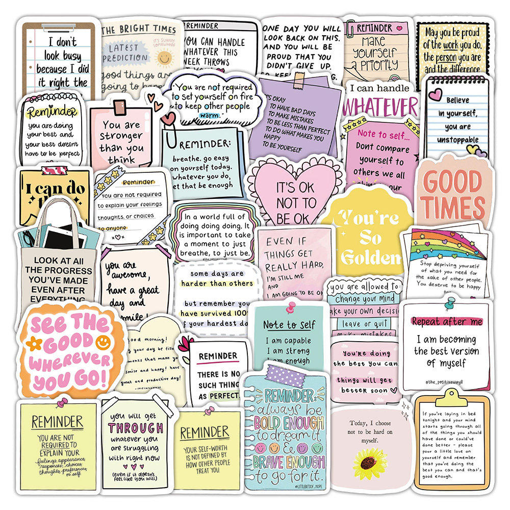 256张英语励志语录贴纸自我肯定鼓励英文短语装饰行李箱防水贴画