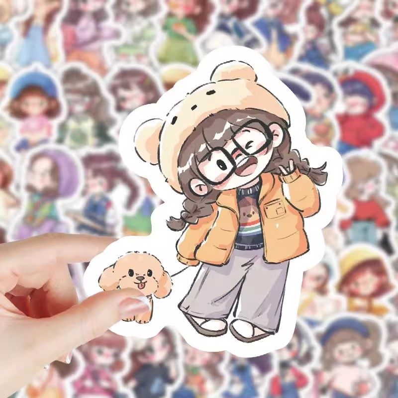 206张卡通人物可爱女孩贴纸ins创意少女diy手机手账装饰贴画防水