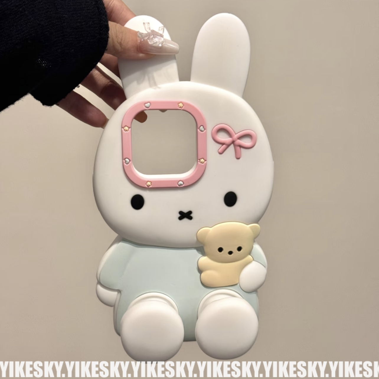 thumbnail for Stereoscopic cartoon standing rabbit for iPhone17promax phone case Apple 14 silicone 13 drop resistant 15 Internet celebrity 14pro couple 14promax cute 13pro15pro16 new model