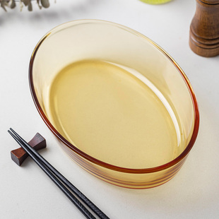 玻璃鱼盘家用耐高温微波炉加热椭圆形加厚烤盘凉菜盘 2024新款