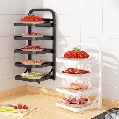 厨房折叠式免打孔壁挂式置物架台面蔬菜多层备家用收纳备菜盘