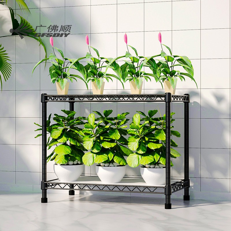 新品阳台多肉花架绿植盆栽落地置物架3层花卉架子铁搁架简约地面