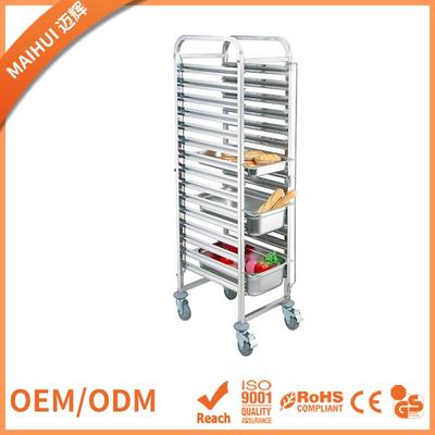 不锈钢餐车份盘车拆装式份数盘车食物盆加厚15层烤面包车厨房推车
