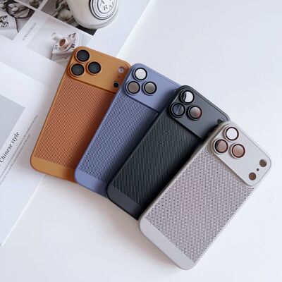蜂窝散热适用苹果17Promax肤感简约手机壳iPhone16镜头膜全包防摔