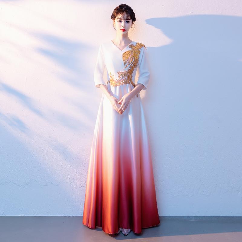 大合唱A字裙表演服长裙纱裙女