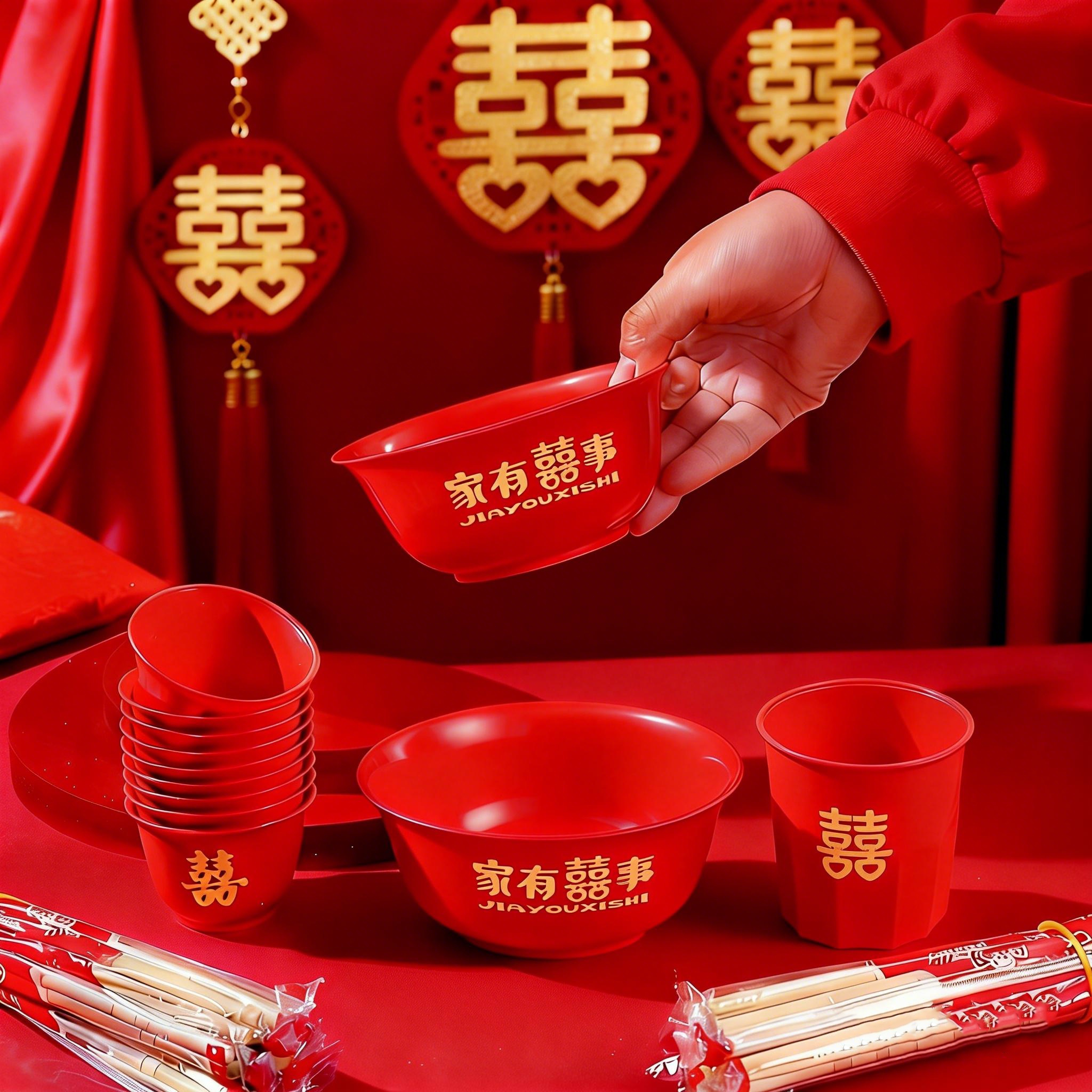 结婚稻壳碗一次性喜碗图片