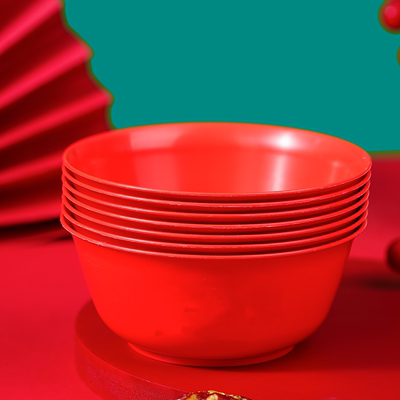 稻壳一次性的红色饭碗餐具