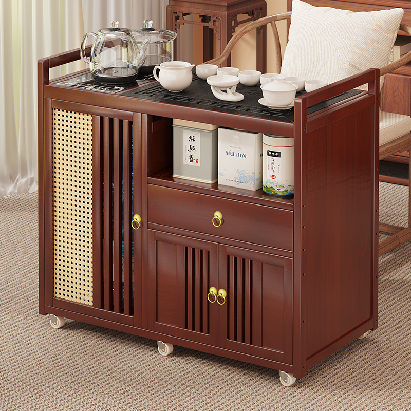 移动茶桌办公室茶台一体电磁炉功夫煮茶泡茶茶具套装一体带轮茶几
