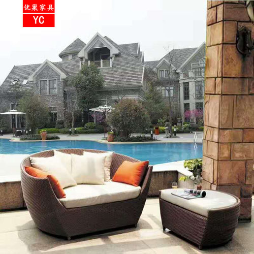 阳台桌椅茶几室内休闲户外藤椅泳池组合家具阳光房花园藤沙发圆床