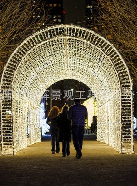 铁艺灯光造型拱门公园景区通道LED灯串2026年亮化工程