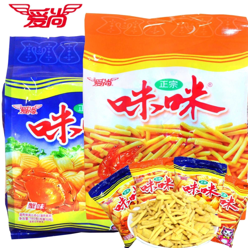 正宗爱尚咪咪虾条180g大包茶点休闲校园零食香脆可口批发