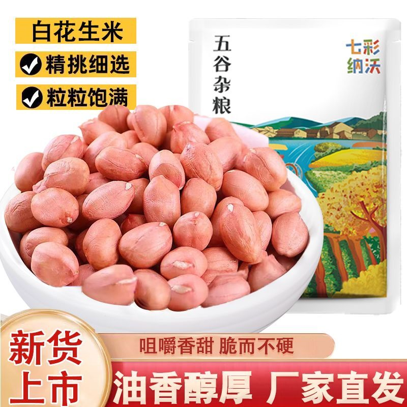 白沙花生米新鲜农家大颗粒生花生仁四粒白花生粉衣花生米无壳散装