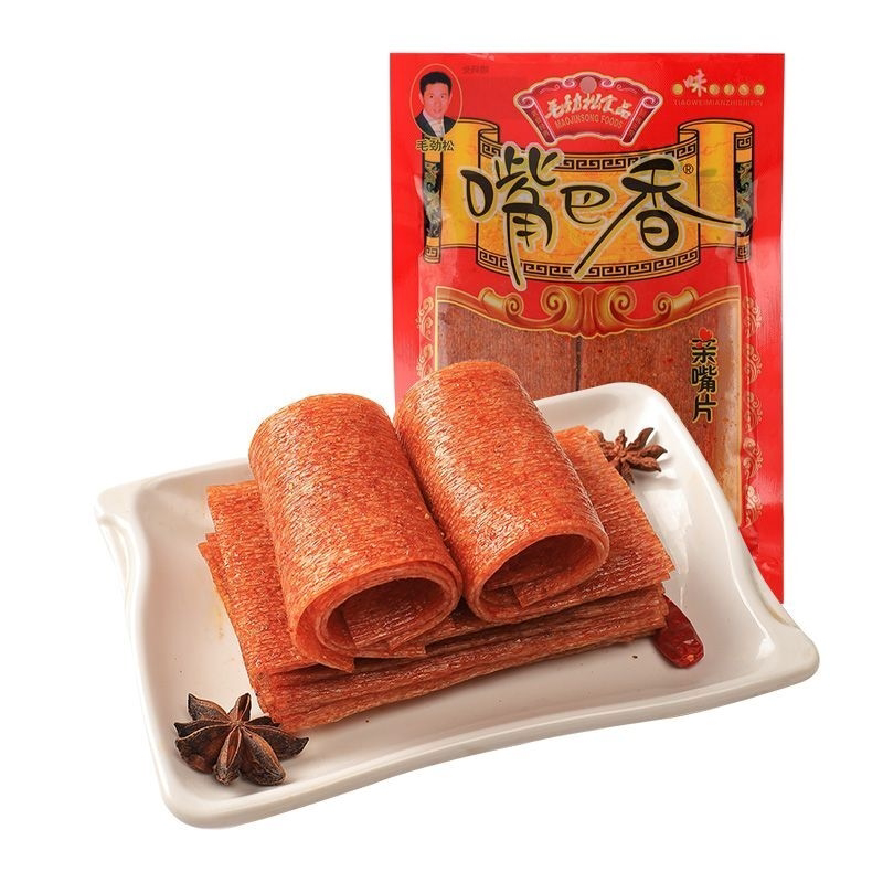毛劲松嘴巴香辣条亲嘴片网红麻辣片80后怀旧零食批发手撕辣片2包