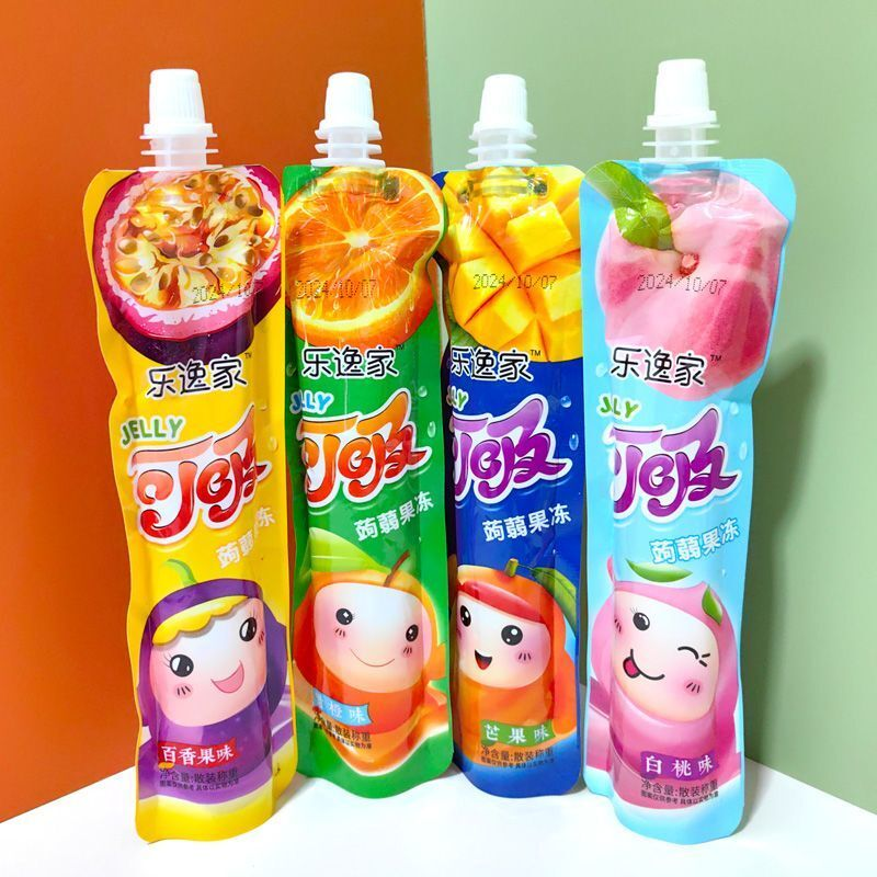乐逸家可吸蒟蒻果冻吸吸果冻芒果味水蜜桃味怀旧儿童糖果饮料散装