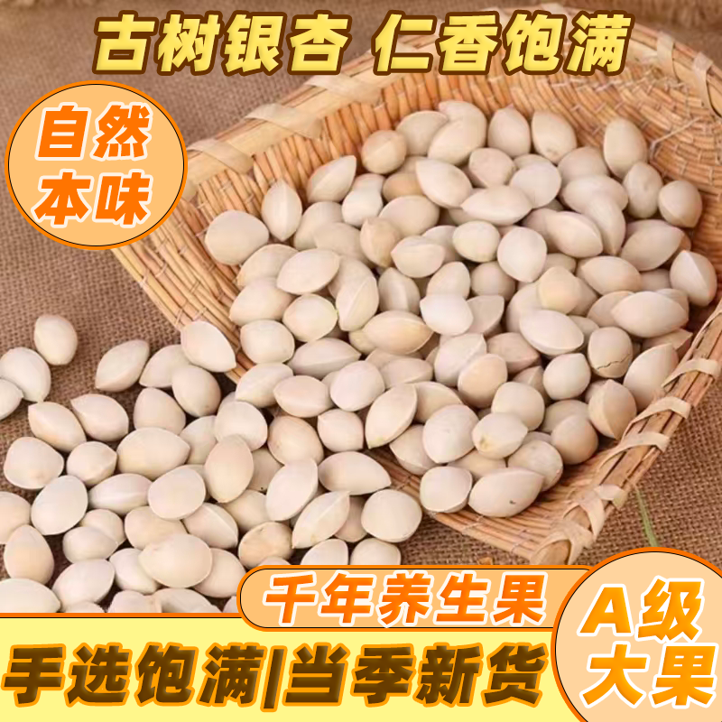 带壳新鲜生银杏果白果仁无漂白徐州特产野生银杏果蔬菜生鲜银杏仁