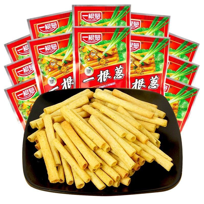 一根葱13g*90袋8090后怀旧葱香味休闲食品膨化薯条零食小吃批发