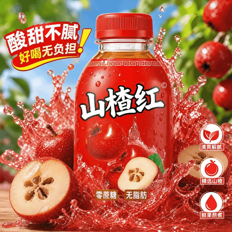 新日期正品山楂红山楂汁山楂饮料/ 330ml小瓶装解腻开胃特产批发
