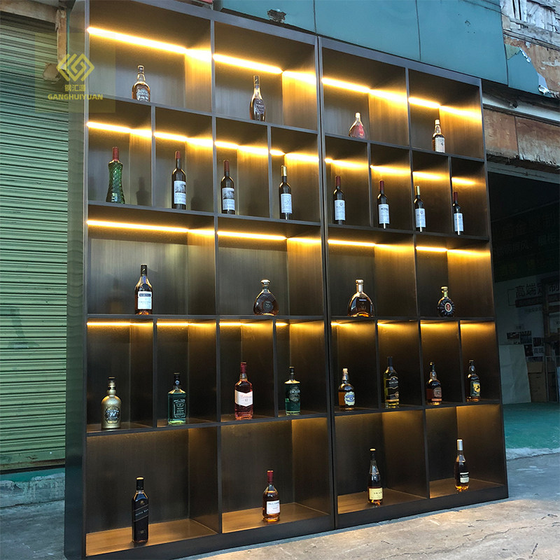 不锈钢展示柜金属柜酒柜定制客厅装饰钢板柜置物柜书架书柜壁龛