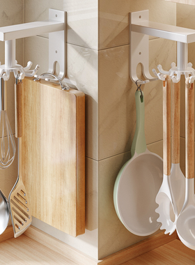 厨房台上置物架旋转挂钩壁挂式厨具收纳架锅铲勺子铲子挂架免打孔