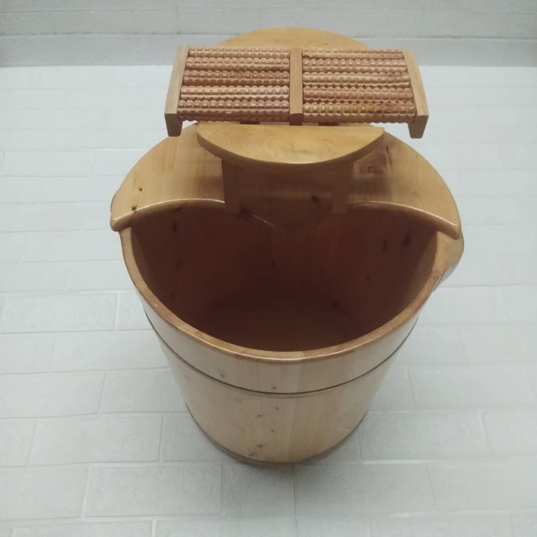 老树香柏木h50公分高木桶.带盖加厚凳子桶足浴桶圆边泡脚桶足浴桶
