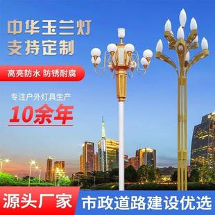 9火9头LED道路市政定制 中华灯玉兰灯景观高杆灯6 12户外中式