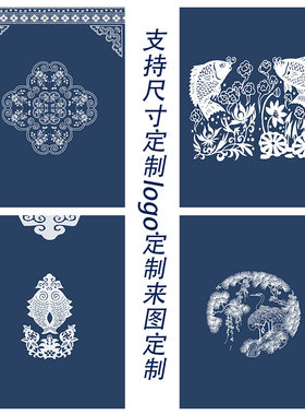 新品中式挂帘半帘厨房客厅餐馆家用商用遮挡布帘隔断青花瓷门帘布