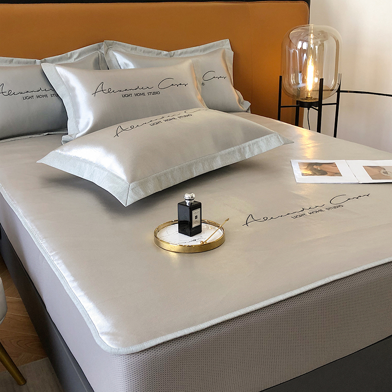 高端提花夏季冰丝凉席三件套1.5可水洗床笠款单双人空调软席1.8m