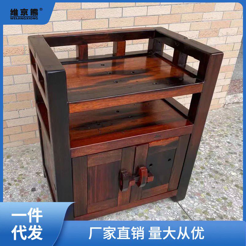 老船木茶水柜客厅上档次实木餐边柜鱼缸微波炉架厨房柜办公室家用