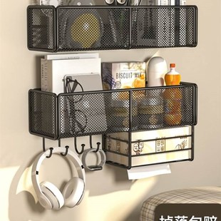 宿舍挂墙上置物架子下铺免打孔寝室床头收纳挂篮壁挂床上放东西的