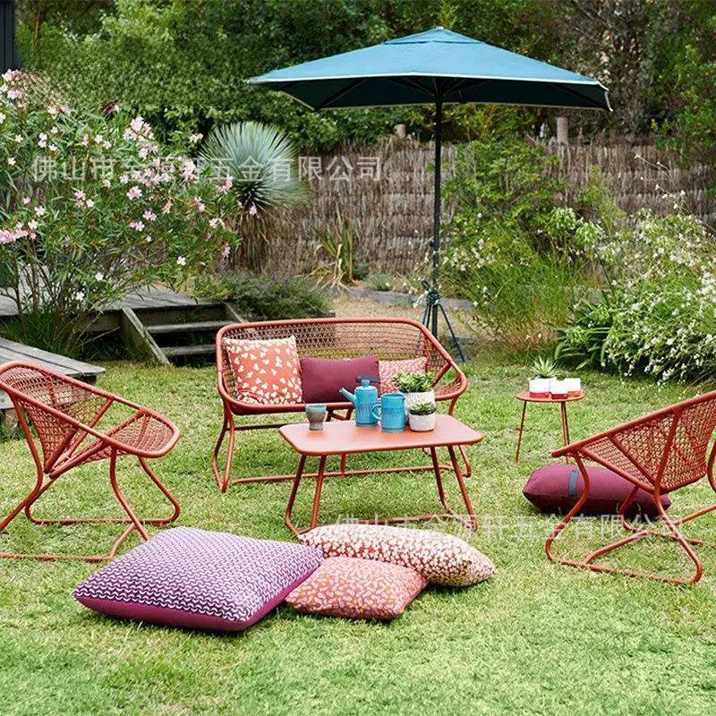 户外庭院藤编休闲单人扶手椅背靠座椅室外民宿露台花园藤椅小沙发