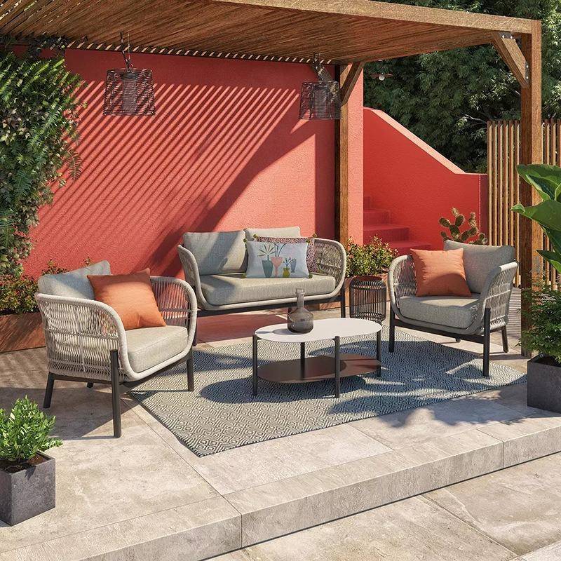 户外绳编沙发室外休闲别墅庭院露天休闲家具组合阳台阳光房藤椅