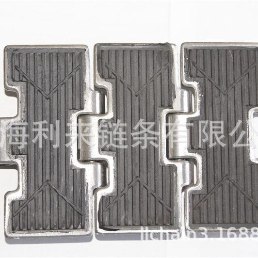 工业平顶输送链812F不锈钢输送链板链板附橡胶