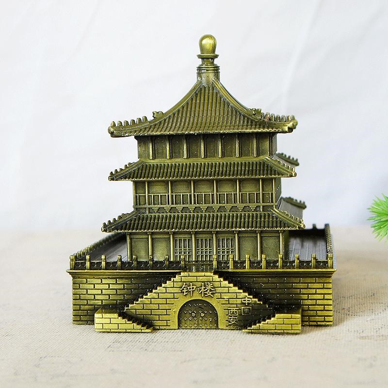 首单直降中式合金西安钟楼建筑模型手工金属地标旅游纪念礼品摆件