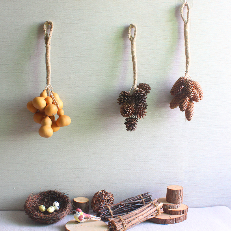 壁饰葫芦串松果挂串墙面挂件民宿咖啡屋餐厅拍摄道具客厅阳台装饰
