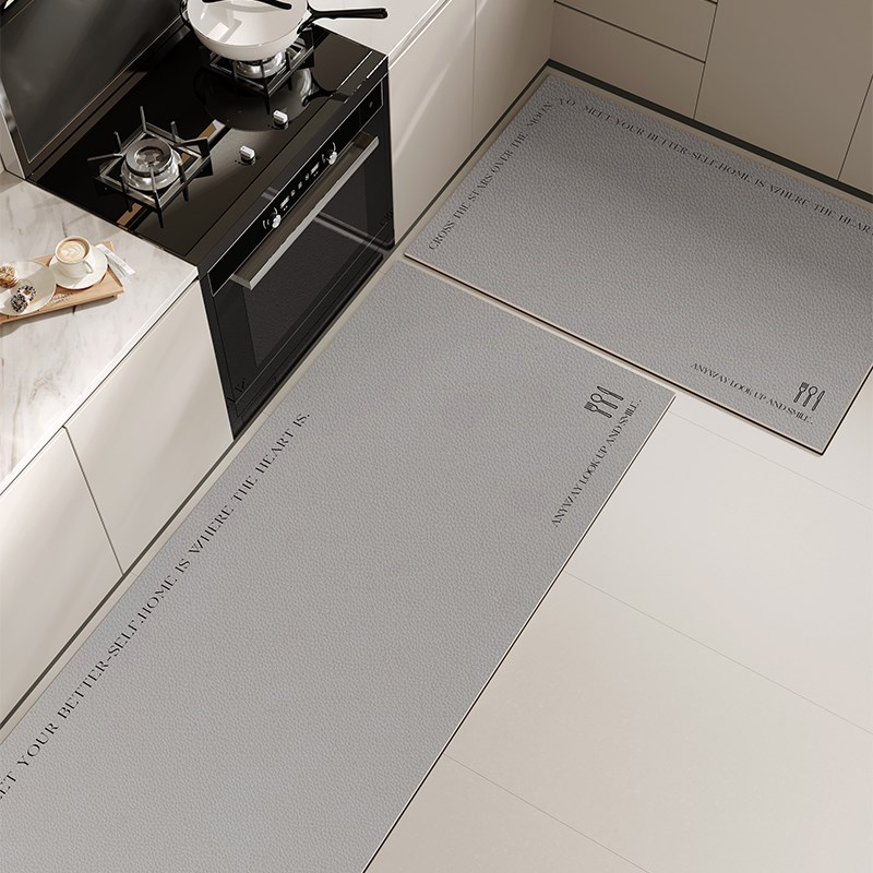 一抹净厨房地垫pvc整铺地毯垫防滑家用脚垫防油可擦耐脏奶油风
