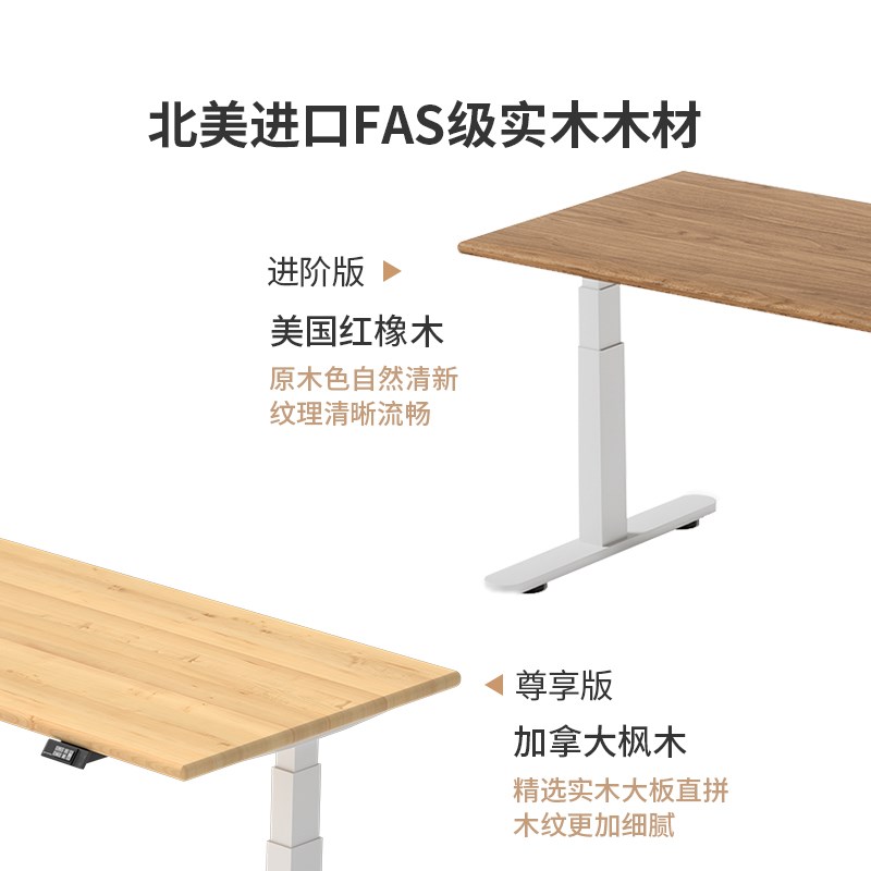 ZOMO北美枫木电动升降桌台式电脑桌站立式办公桌子家用简约书桌
