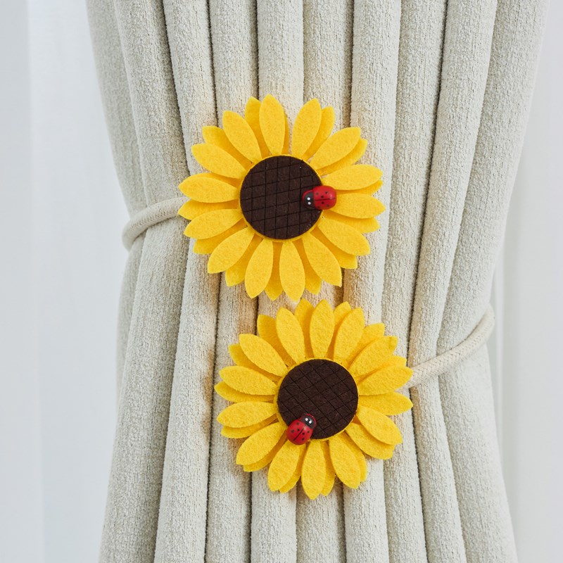 宝泽向日葵小清新可爱可弯曲调节扣窗帘绑带扎束带收纳客厅一对