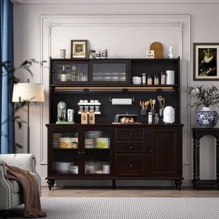 萨洛美式 中古客厅咖啡酒柜 茶水备餐边柜轻奢复古全实木多功能法式