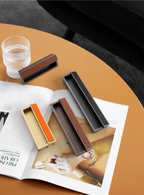 现代橙色移门抽屉隐藏式贴皮金色暗拉手嵌入式暗口柜门橱柜门把手