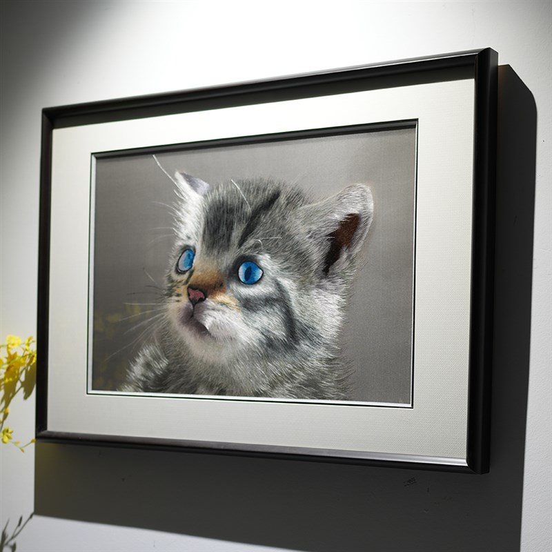 苏绣成品挂画卡通动物猫咪纯手工刺绣客厅卧室书房餐厅装饰画图片