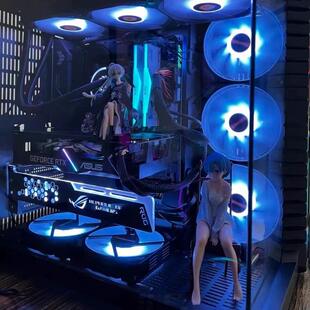 坐姿蕾姆手办压泡面二次元蓝色头发雷姆电脑机箱显卡摆件汽车装饰