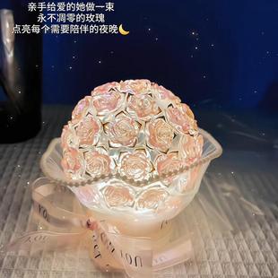 玫瑰小夜灯材料包创意摆件母亲节手工diy520情人节送男女朋友礼物
