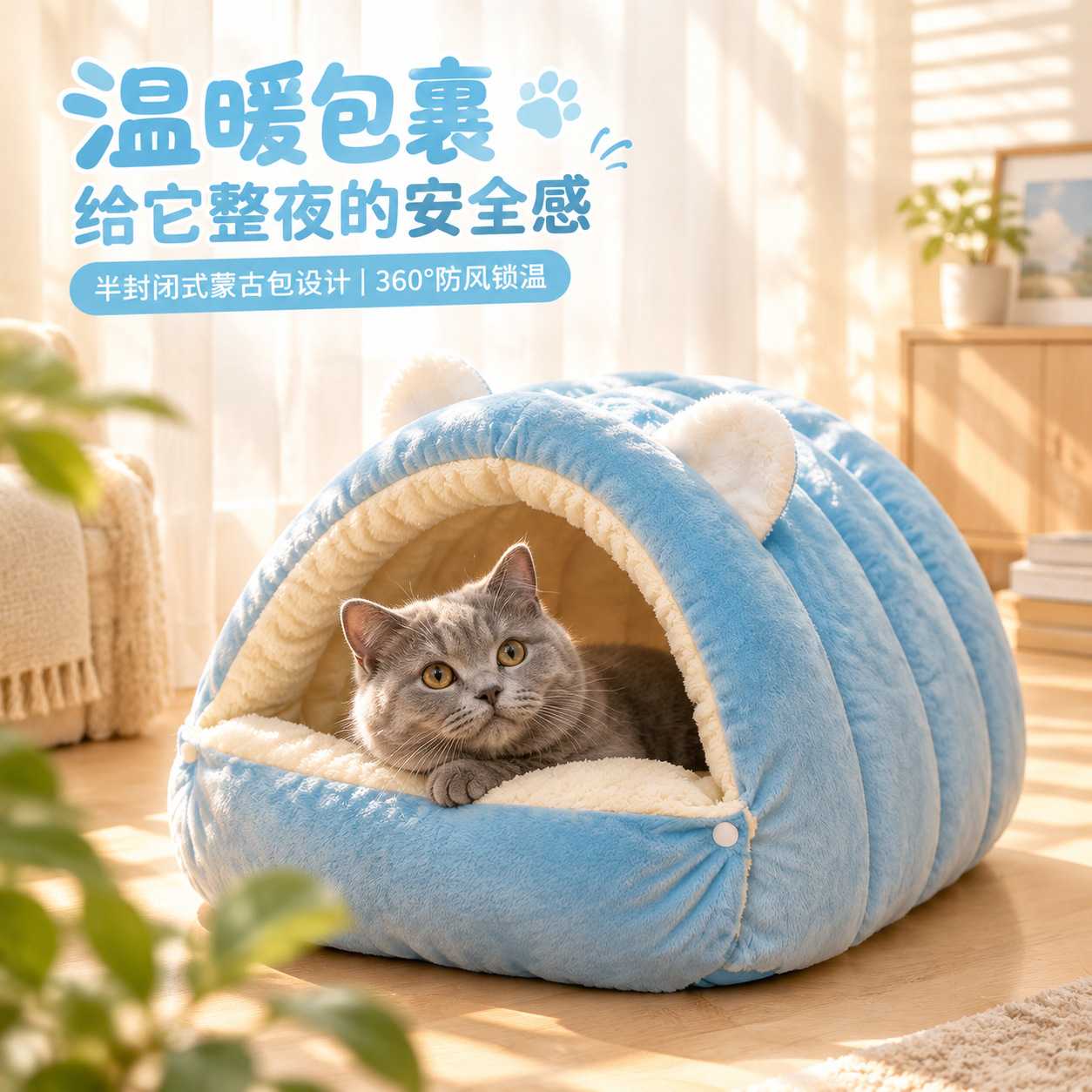 猫窝冬季保暖半封闭式安全感猫咪