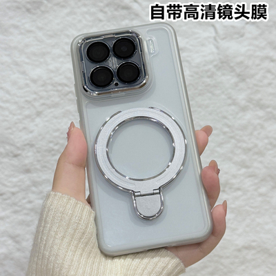 磁吸支架适用小米15手机壳新款小米15pro电镀透明xiaomi15自带镜头膜15por全包防摔简约15ultra保护套软外壳