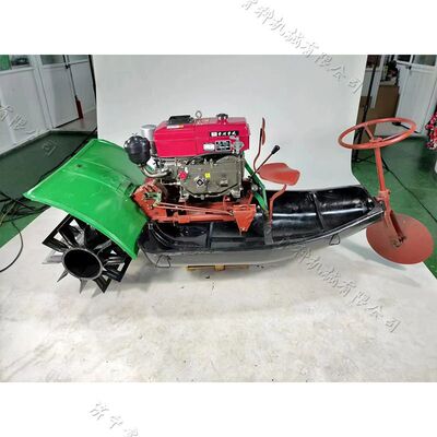 沼泽地水田耕作汽耕船大面积湖区蒲田旋耕机6马力柴油机耕船