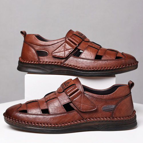 新款男士镂空魔术贴洞洞鞋