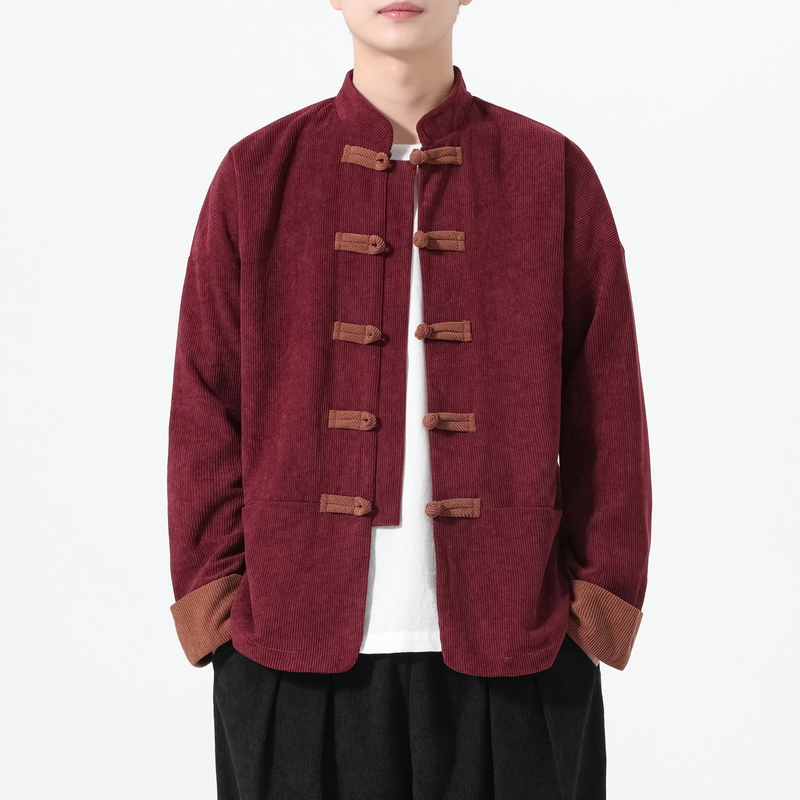 中国风灯芯绒加大码夹克外套